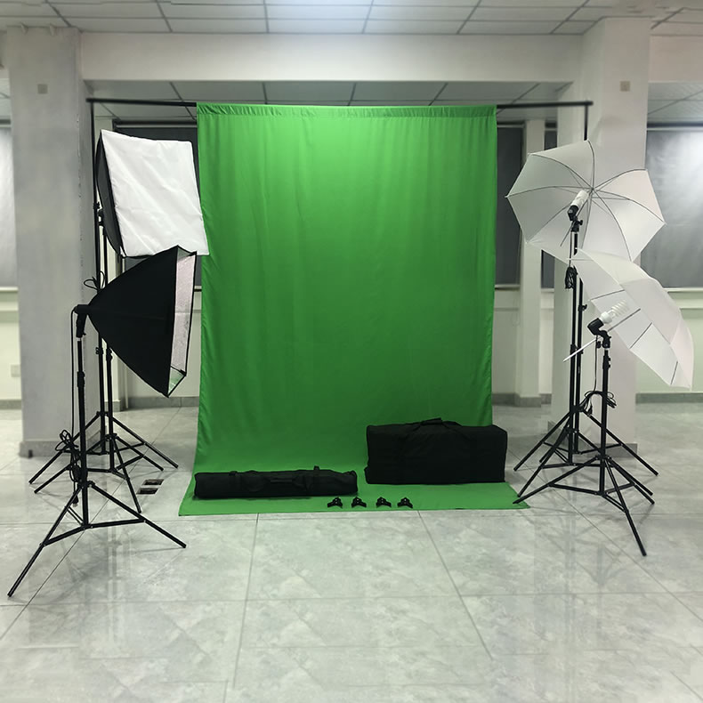 green screen background with Umbrella softbox studio backdrop stand photography