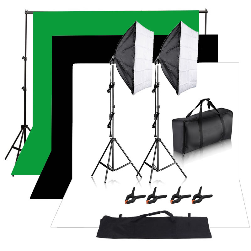 Backdrop Continuous Umbrella Studio Lighting Kit Muslin Chromakey Green Screen